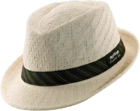 Panama Jack Weaved Toyo Fedora with Striped Black Band