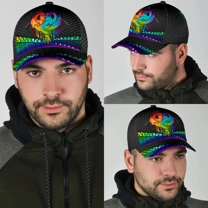 Pride Lesbian 3D Classic Cap, Black Jean Background Love Is Love LGBT Printing Baseball Cap Hat