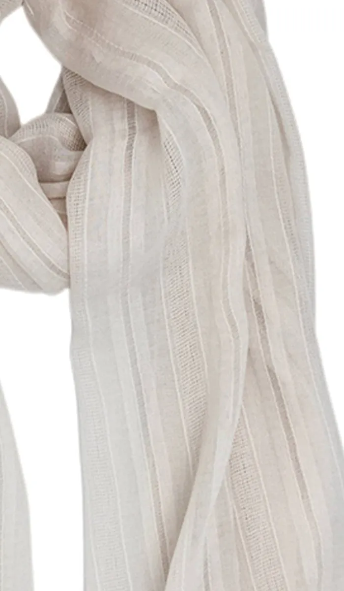 Rabia Non-slip Cotton Striped Wrap Hijab Scarf - Oatmeal