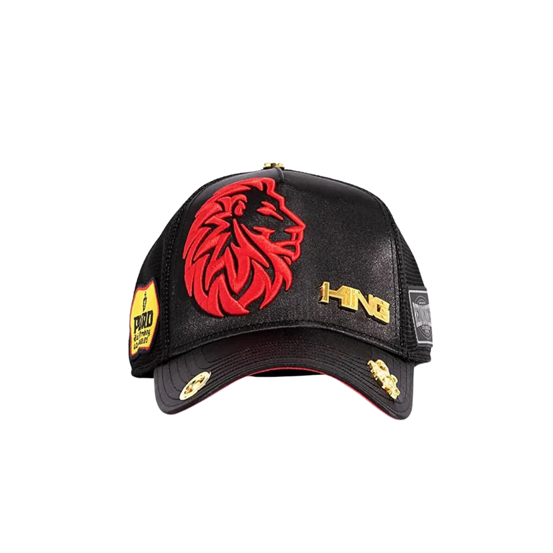 Red Monkey Unisex King Of The Ring Mesh Back Snapback Patch Hats Black Cap