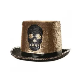 Reversible Gold Sequin Skull Top Hat