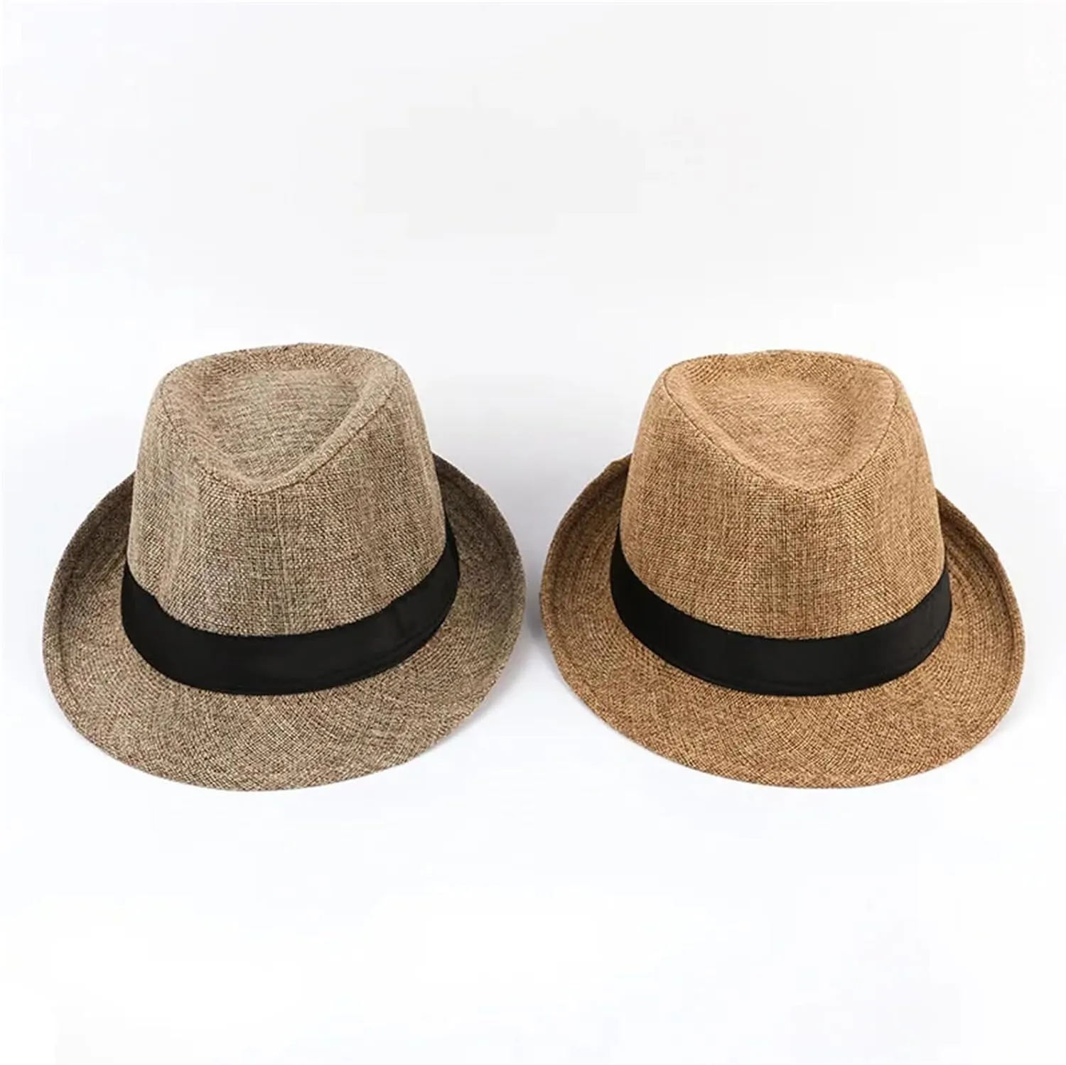Spring&Summer Men's Hats Fedoras Imitation Linen Top Jazz Adult Bowler Hats