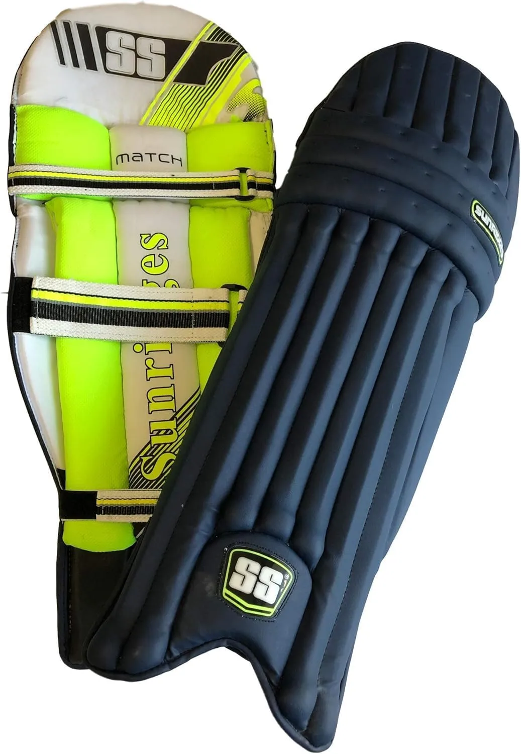 SS Cricket Match Premium Batting Leg Guards - Adult and Junior Size, Choice of Mulitple Colors (Navy, White, Black, Green, Royal Blue)