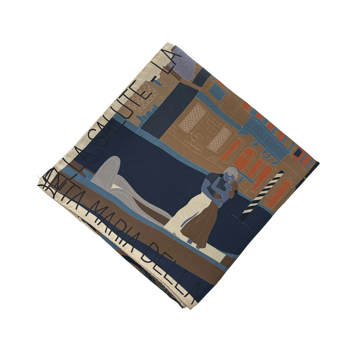 Venice Brown silk scarf 90