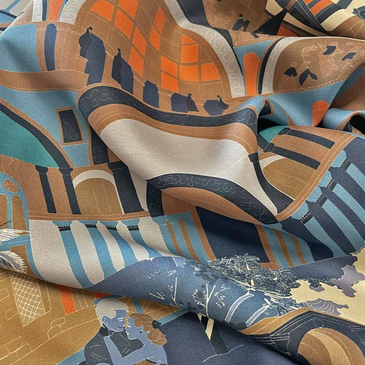 Venice Brown silk scarf 90