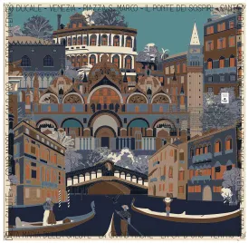 Venice Brown silk scarf 90
