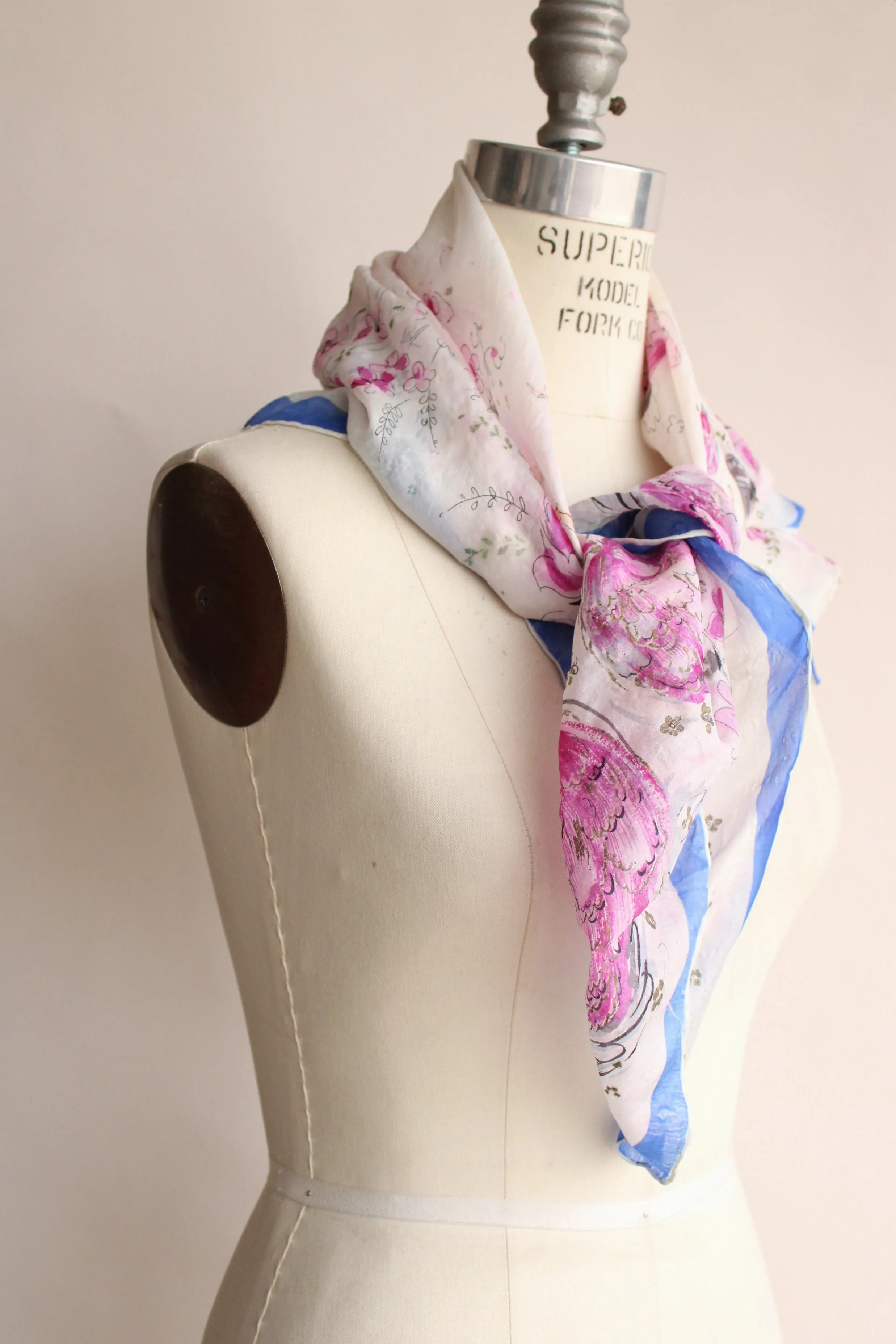 Vintage 1940s Ballerina Novelty Print Scarf