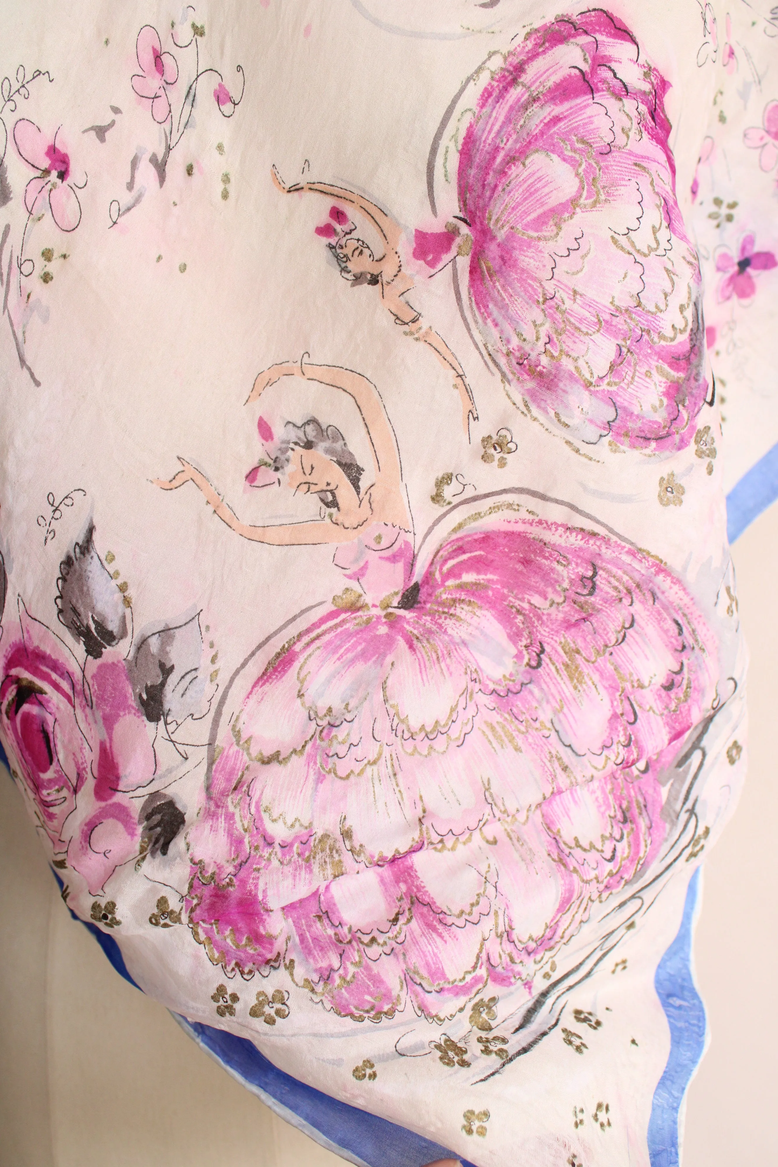 Vintage 1940s Ballerina Novelty Print Scarf