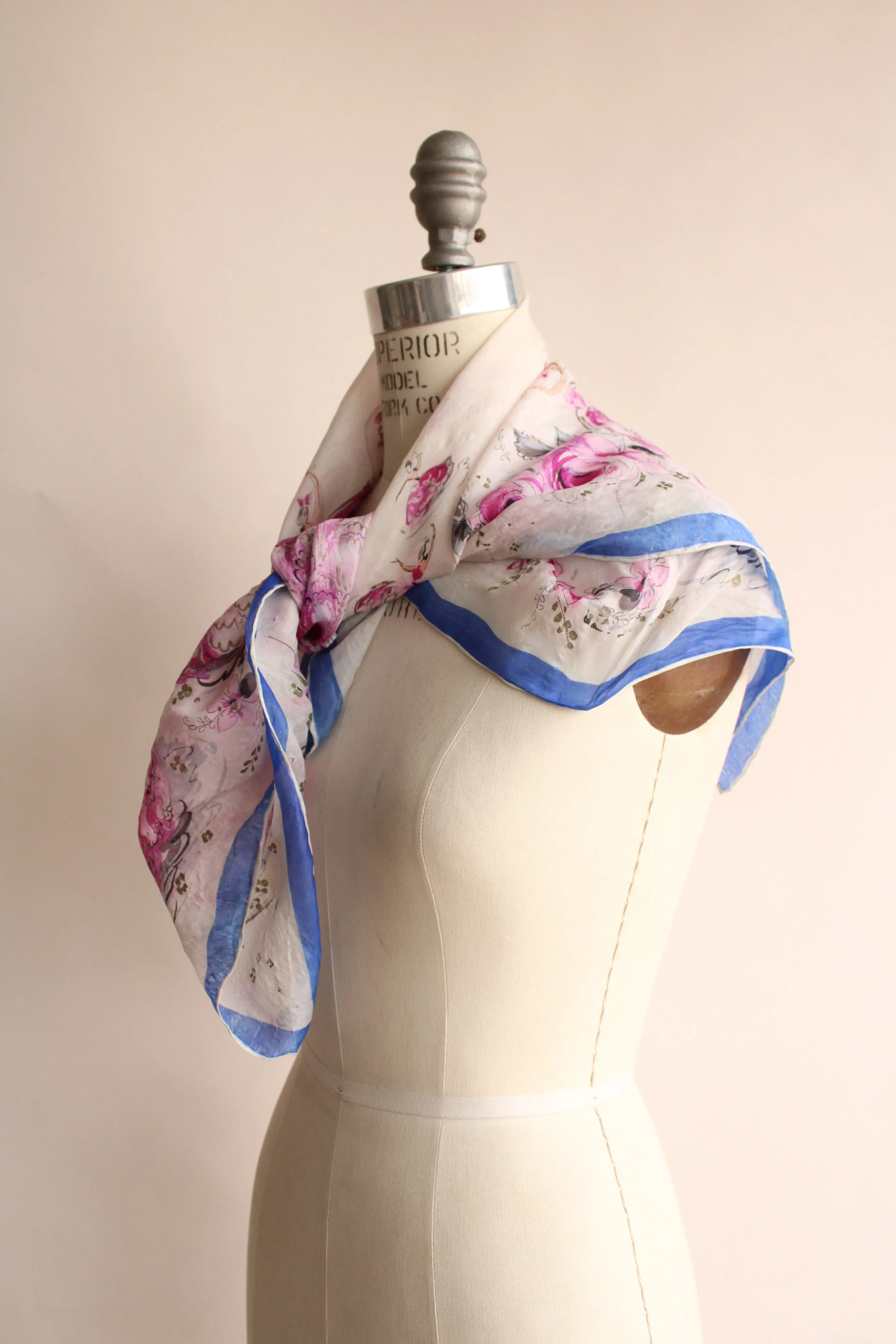 Vintage 1940s Ballerina Novelty Print Scarf