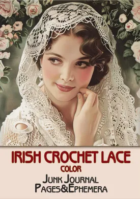 Vintage Irish Crochet Lace color: Junk Journal Pages & Ephemera for Scrapbooking, Collage, Art Journaling Paperback  June 10, 2024