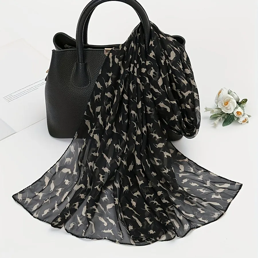 Vintage Leopard Chiffon Scarf Versatile Sunproof Shawl  Towel
