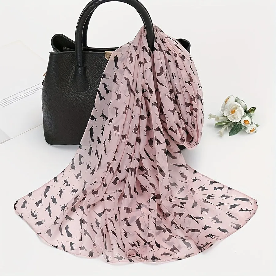 Vintage Leopard Chiffon Scarf Versatile Sunproof Shawl  Towel