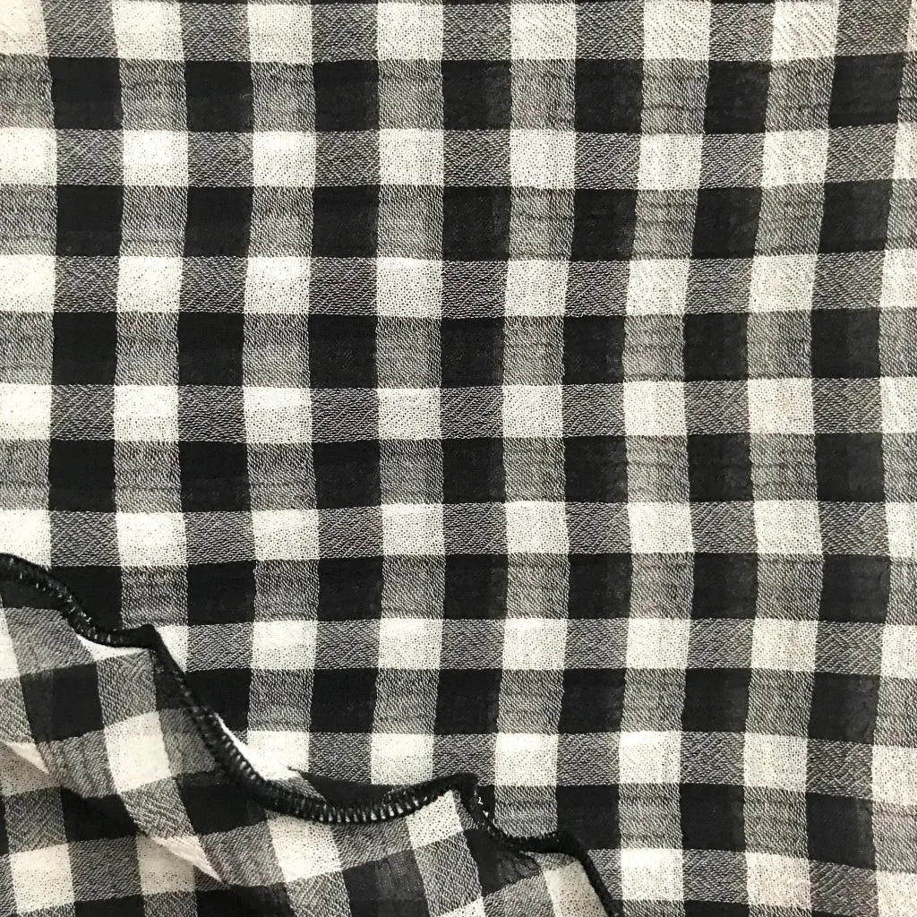 Women's Black White Gingham Chiffon Headscarf