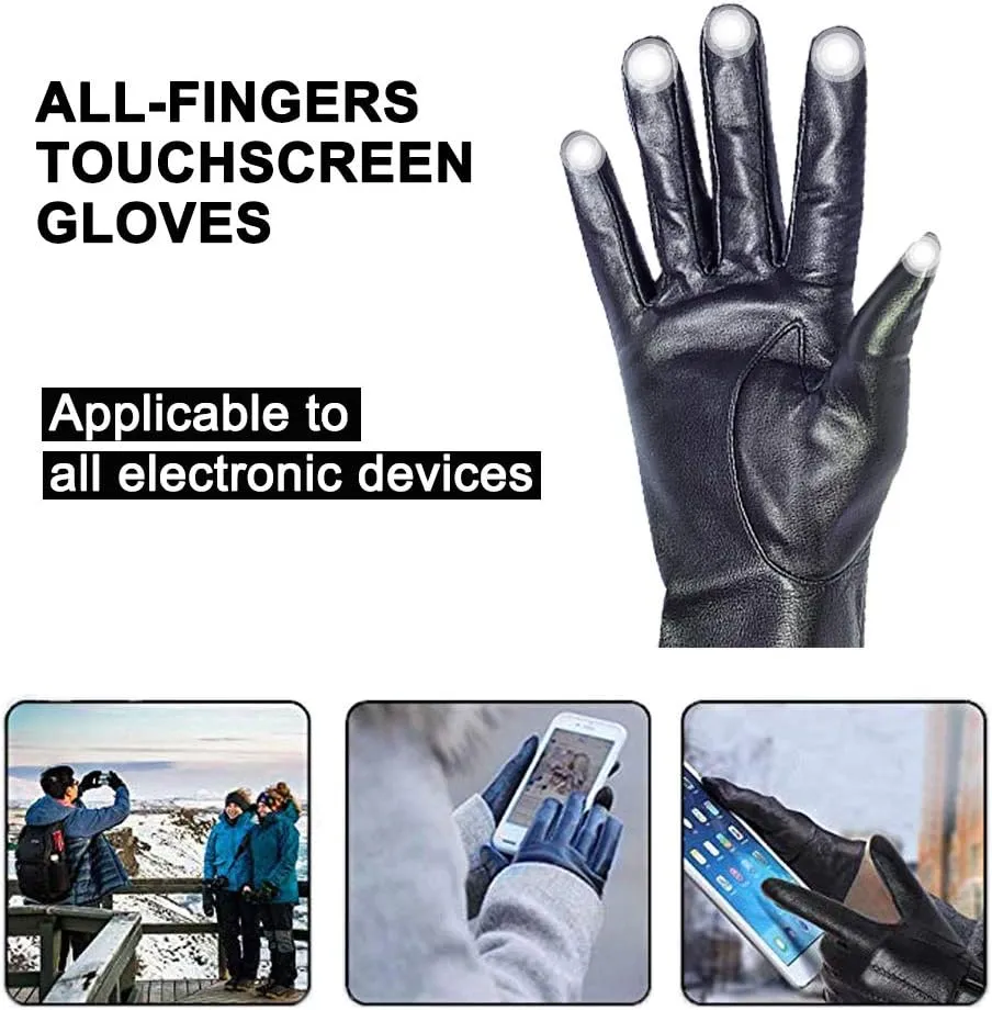 Womens Long Leather Gloves Winter Touchscreen Opera Evening Dress Driving Gloves