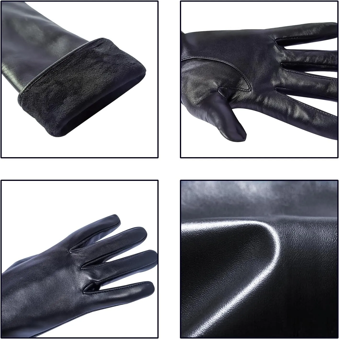 Womens Long Leather Gloves Winter Touchscreen Opera Evening Dress Driving Gloves