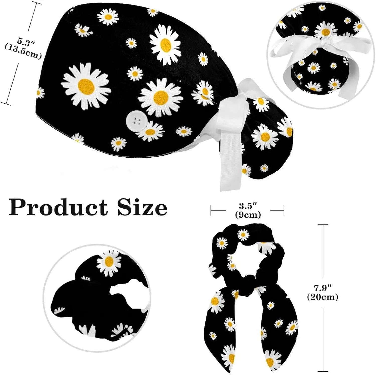 Work Caps Bouffant Surgical Cap with Hair Tie Cow Skin Print Pink Ponytail Holder Tie Back Scrub Hat