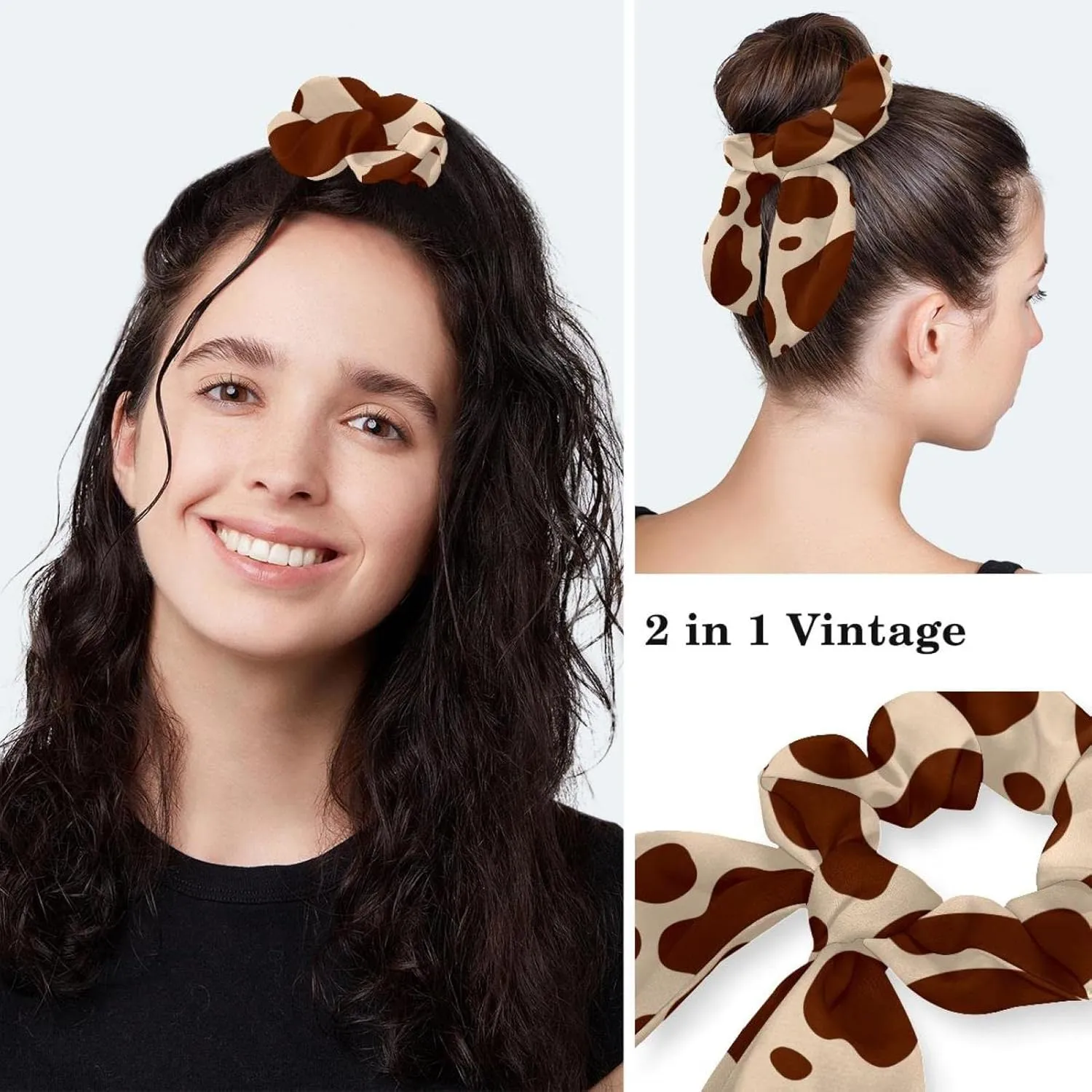 Work Caps Bouffant Surgical Cap with Hair Tie Cow Skin Print Pink Ponytail Holder Tie Back Scrub Hat