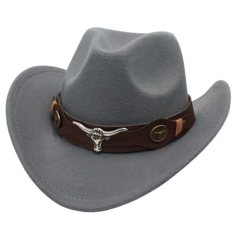 Xituodai - Western Ethnic Cowboy Bull Head Felt Hat
