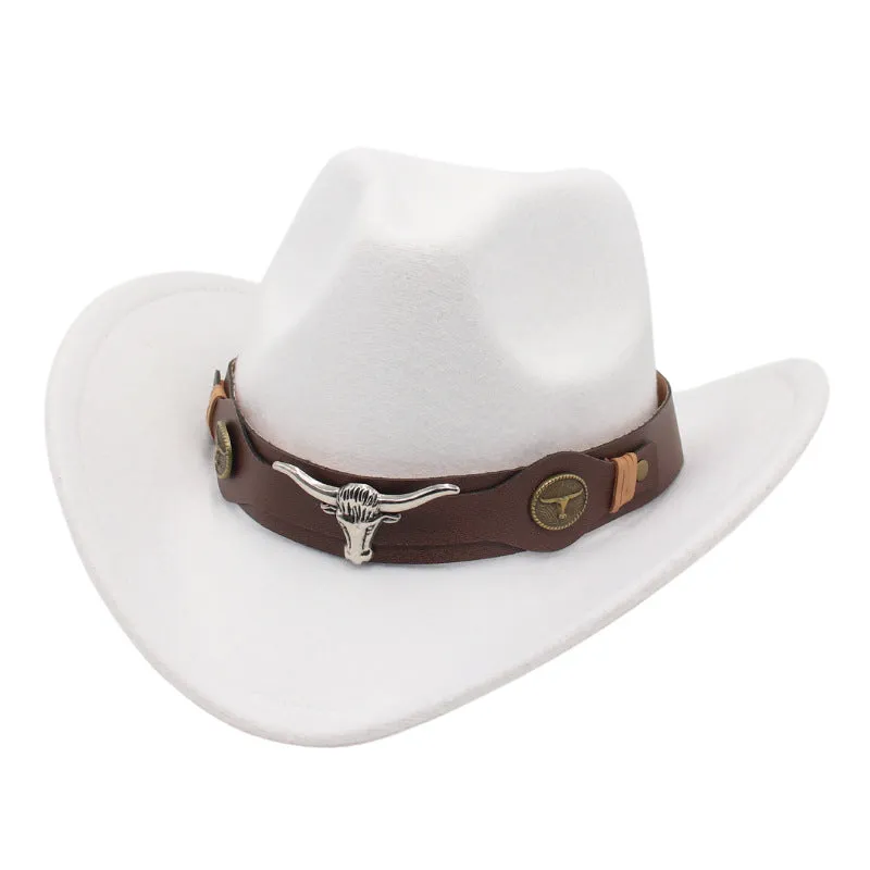 Xituodai - Western Ethnic Cowboy Bull Head Felt Hat
